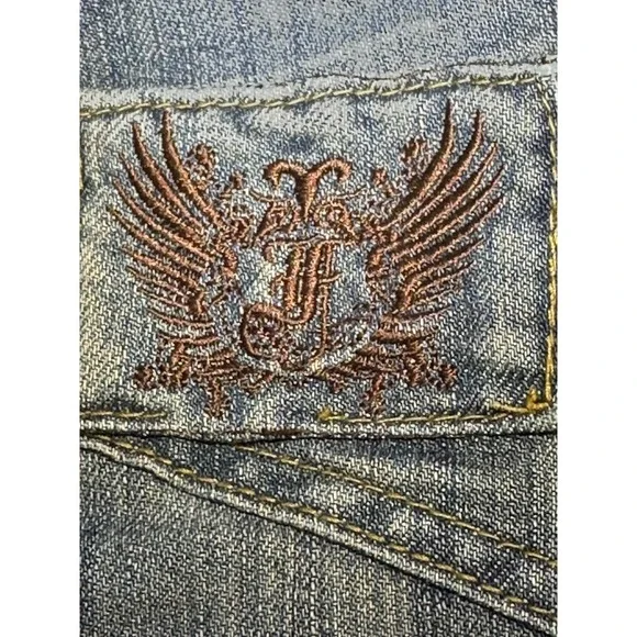 FUSAI Focus USA Mens Straight Leg 36 Streetwear Jeans Embroidered Pockets Y2K - Picture 4 of 16